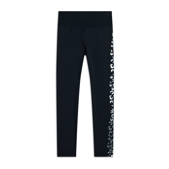 Leggings 7/8 vita alta a contrasto e stampa argento