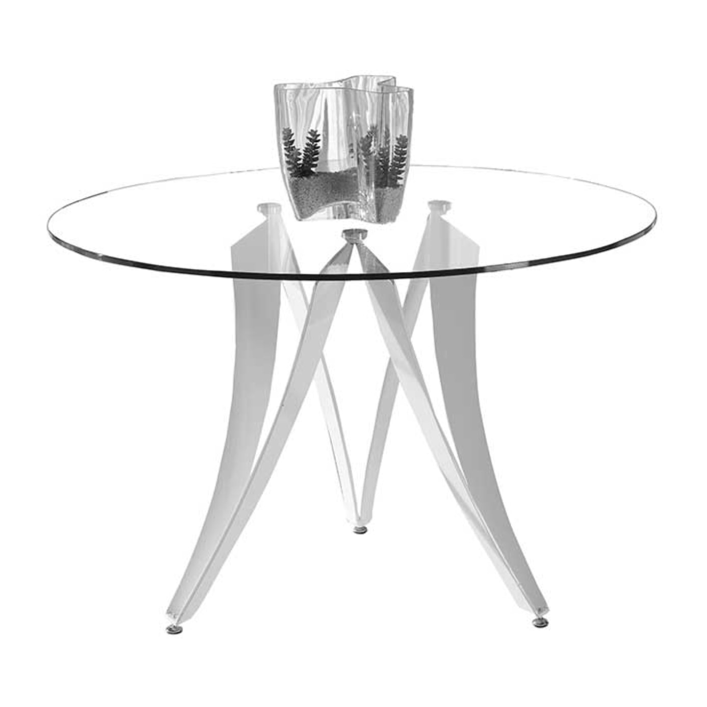 Mesa redonda VENUS - transparente y plata - O120x77cm