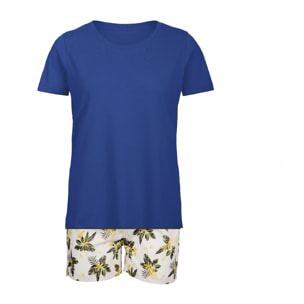 Pigiama leggero DONNA cotone bianco fiori gialli e verdi