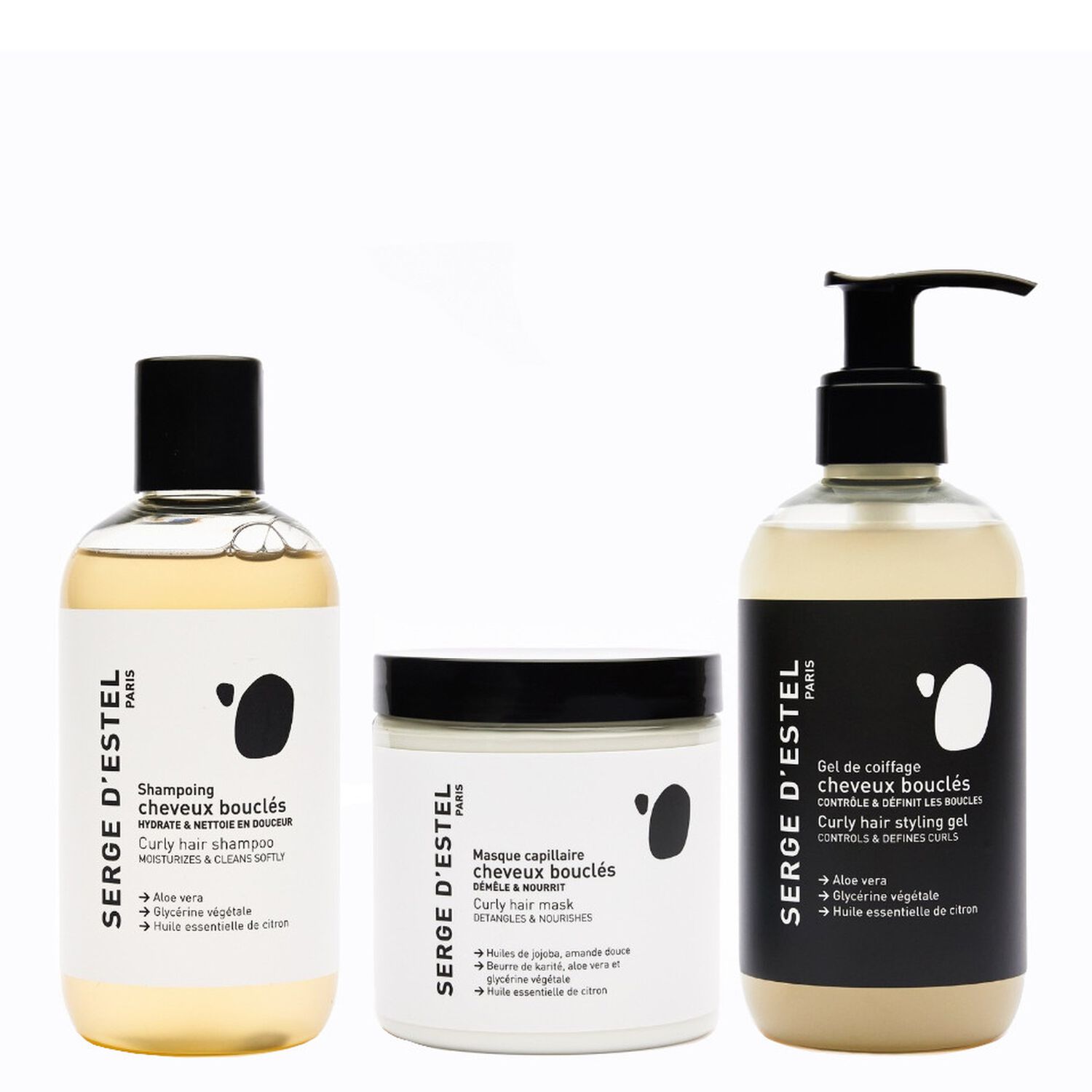 Cheveux Bouclés - Coffret Shampoing 250ml + 2 Produits