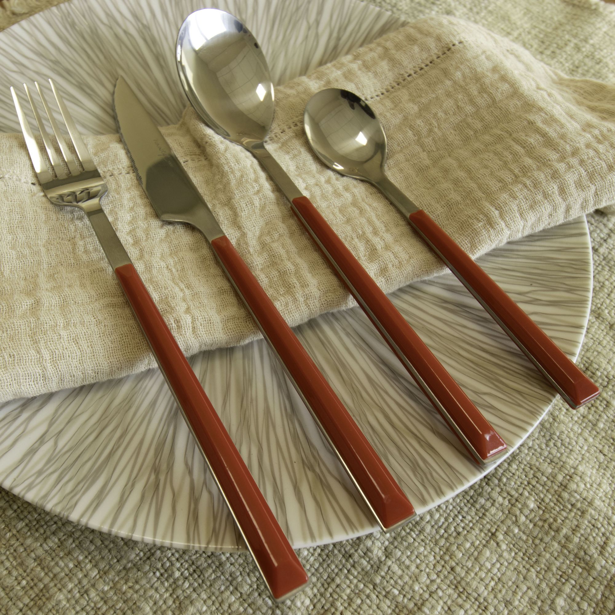 Lot de 6 cuillères de table rouges en acier inoxydable  COLORAMA