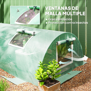 Invernadero de Exterior, 300x80x45 cm, Invernadero de Jardín con 5 Ventanas Enrollables de Malla, Marco de Acero y Cubierta de PE 140g/ãŽ¡ Anti-UV para Cultivos, Plantas, Flores, Verde