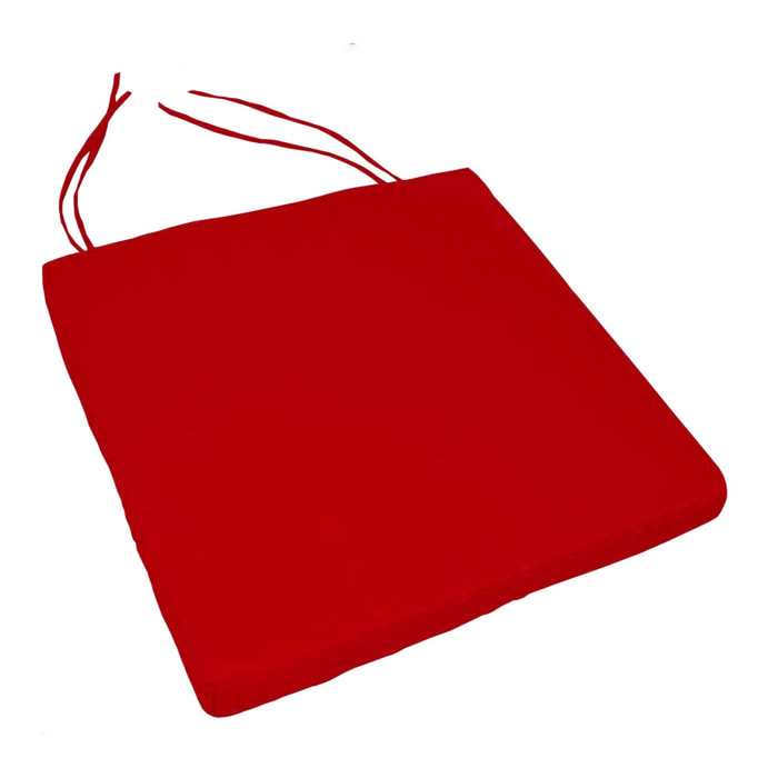 Galette de chaise extérieur imperméable et déhoussable - Rouge