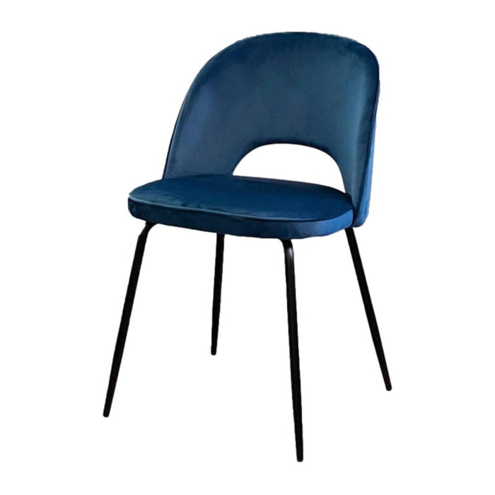 Chaise en velours design ''Gabriella'' Opjet - Couleur: Bleu Royal