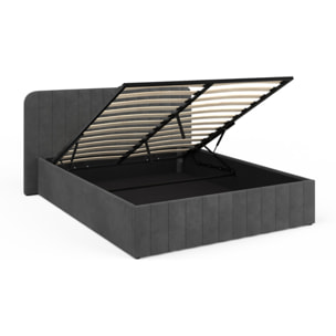 Lit coffre Valentina 140x190cm velours gris