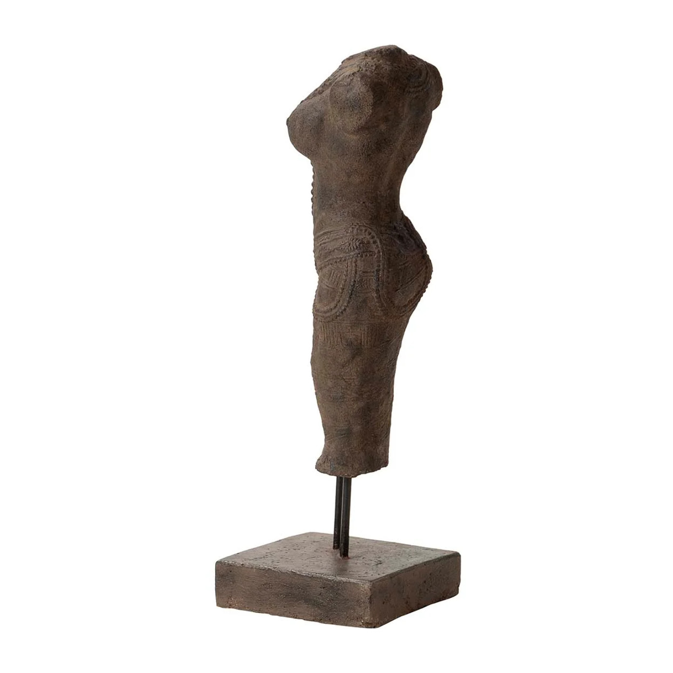 Figura Torso Mujer Piedra Marron 20x20x60 Cm