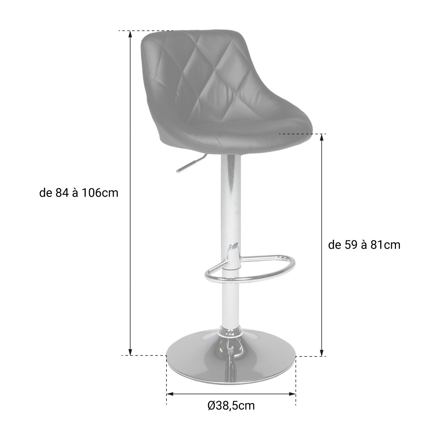 Tabouret de bar gris JASPER