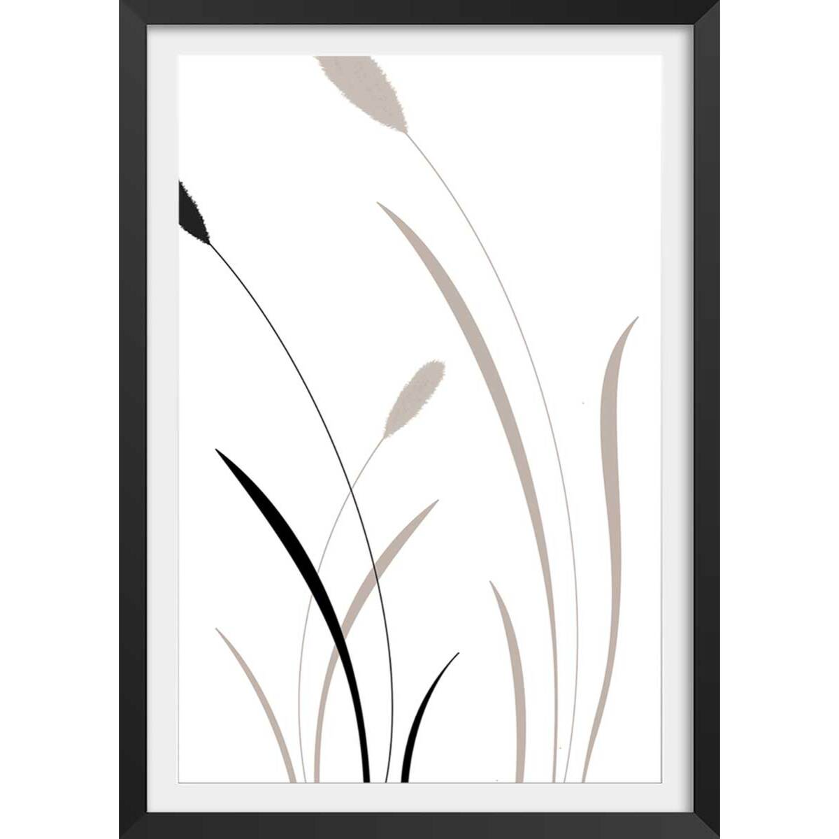 Affiche  scandi blés Affiche + cadre en bois - Noir