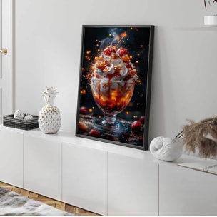 Affiche encadrée dessert gourmand artistique Affiche + cadre en métal - Noir
