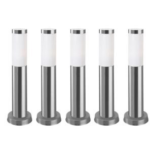 FORLIGHT Koral (5 uds) Baliza Exterior de Jardín Resistente al Agua IP55. Poste de Luz. Lámpara Bolardo de Acero Inoxidable 23W.