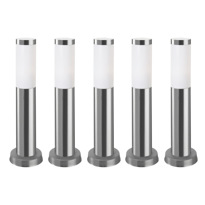 FORLIGHT Koral (5 uds) Baliza Exterior de Jardín Resistente al Agua IP55. Poste de Luz. Lámpara Bolardo de Acero Inoxidable 23W.
