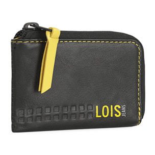 Monedero Piel Hombre Lois Temple Negro-Amarillo