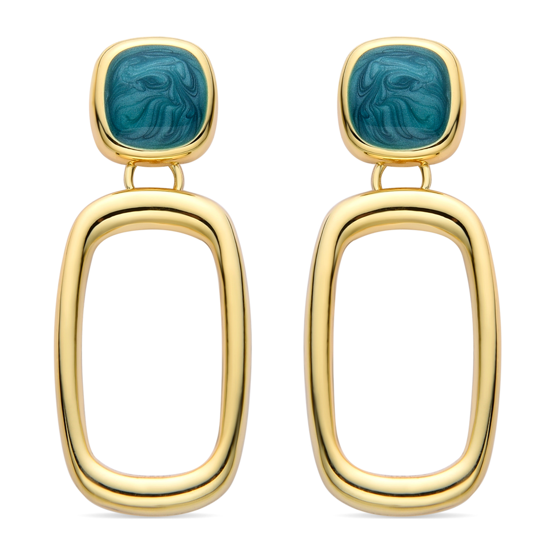 Pendientes de Resina Verde acabados en oro amarillo de 18K