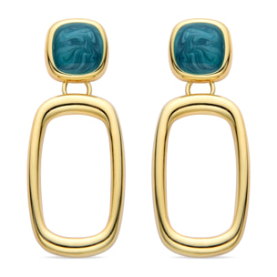Pendientes de Resina Verde acabados en oro amarillo de 18K
