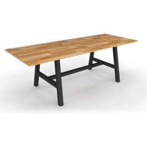 Table à manger extensible Mathilde bois et noir 160-240cm