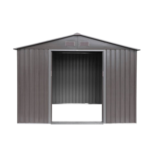 Abri de jardin en métal - FERRAIN 5.29m² bois grisé - Cabane à outils avec deux grandes portes coulissantes. kit de fixation sol inclus. maison de rangement. remise
