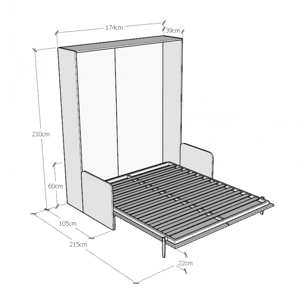 Cama abatible 160 vertical Kentaro Sofà Fresno Blanco