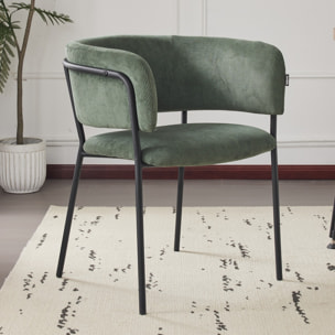 Lot de 2 fauteuils de table en velours côtelé - MALONE