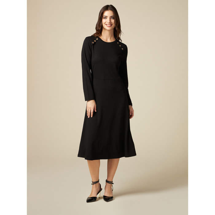 Oltre - Vestido midi de punto milano - Negro