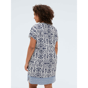 Fiorella Rubino - Vestido corto en viscosa con estampado - Azul