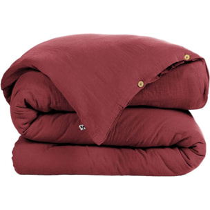 Housse De Couette 100% gaze De Coton Lie De Vin