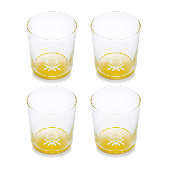 Set 4pc vasos de agua 0,33l cristal amarillo, rainbow Benetton