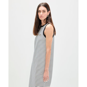 Abito a righe con costine a contrasto