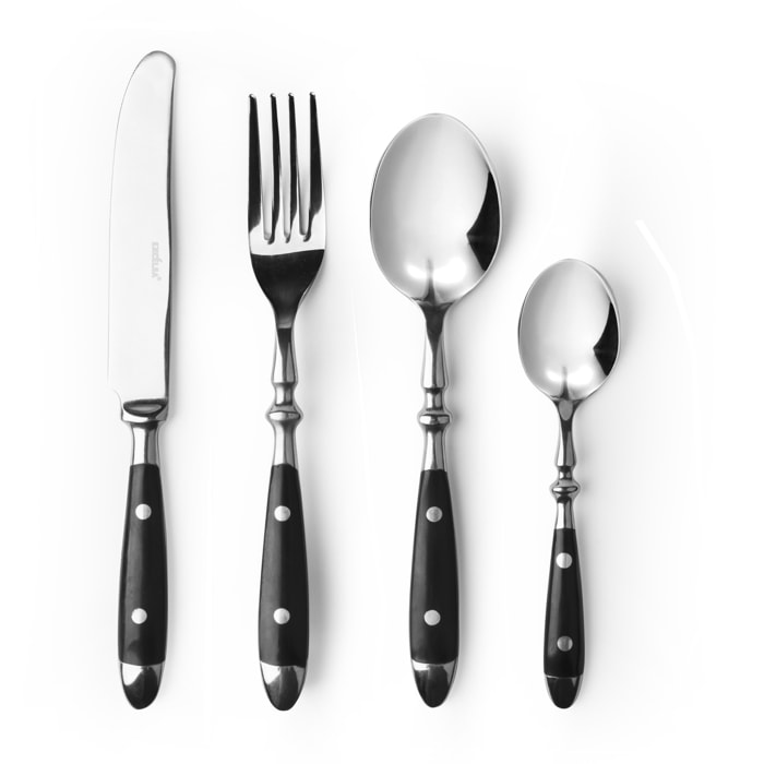 Set de 24 couverts Excélsa England Cottage en acier inox, noir