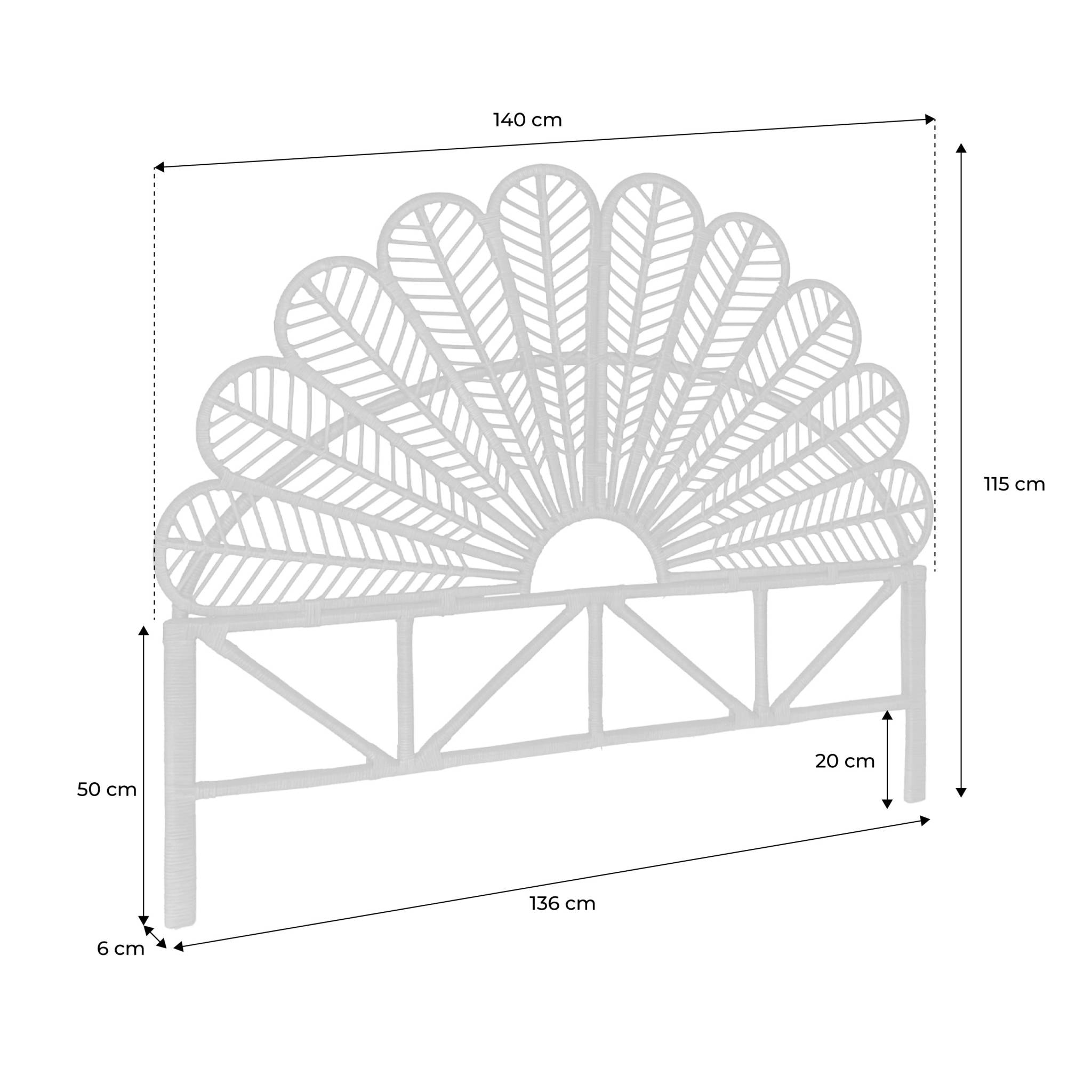 Tête de lit en rotin naturel  L 140 x P6 x H115cm