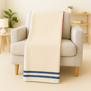 Manta de punto 140x190cm 340gr hilo teñido color crudo el ganso