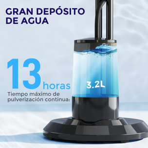 Ventilador Nebulizador Ventilador de Pie con Agua Oscilante 75 W Temporizador Tanque 3,2L Mando a Distancia 3 Velocidades 3 Aspas y Pantalla LED Ø44,5 cm Negro