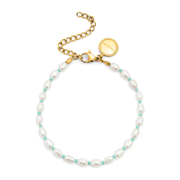 Bracciale Pompeya Turchese Acciao Placcato Oro