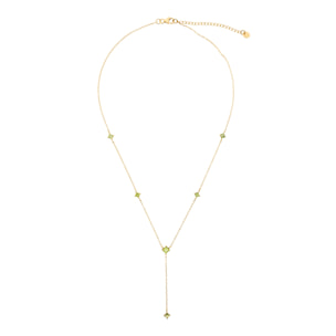 Collana a Cravatta in Argento 925 placcato Oro Giallo 18Kt con Peridoto Verde