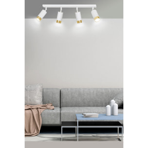 Faretto da soffitto Hiro in acciaio bianco e oro