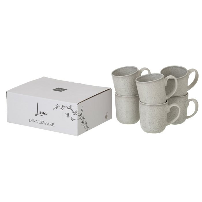 J-Line Tasse Luna - céramique - gris clair - 2 pièces