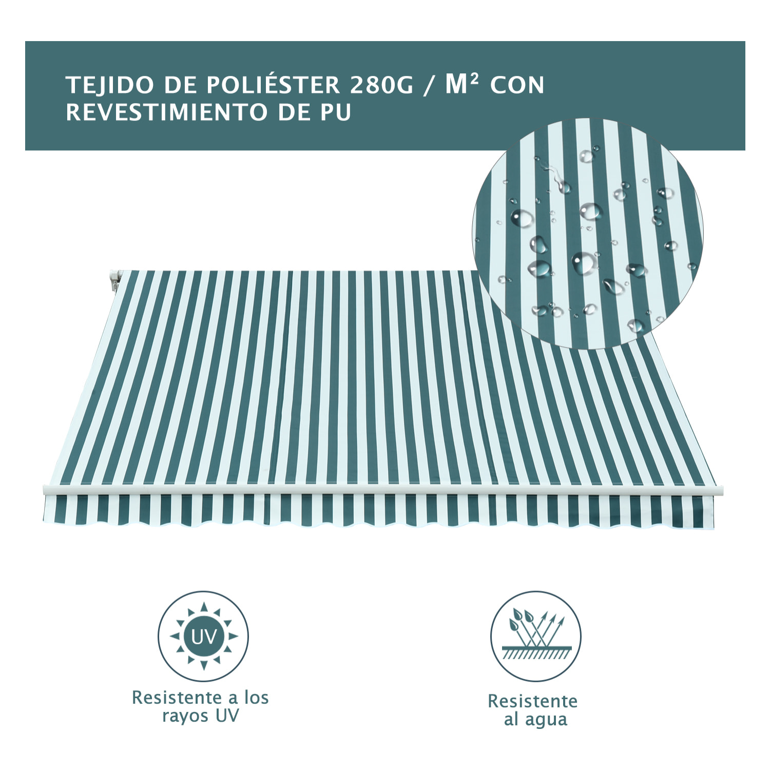 Toldo con áÂngulo Ajustable de Aluminio 2.95x2.5m Verde