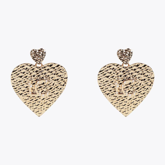 Orecchini cuore testurizzati con logo