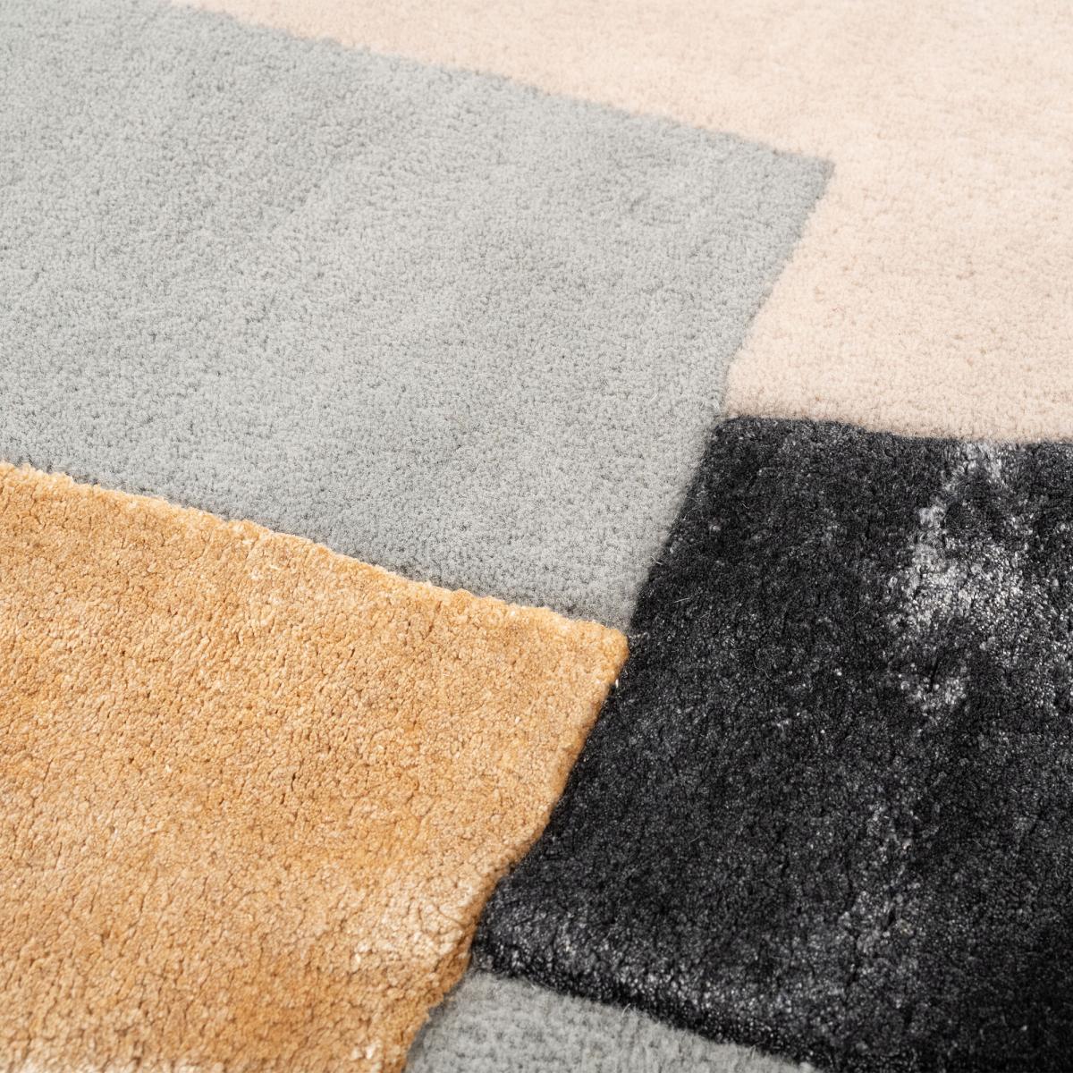 Tapis salon OVOL , tapis en laine et viscose pour un aspect doux et soyeux