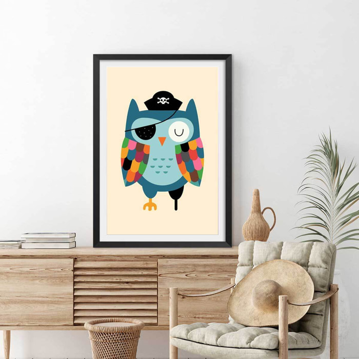 Affiche  capitaine hibou Affiche + cadre en bois - Noir