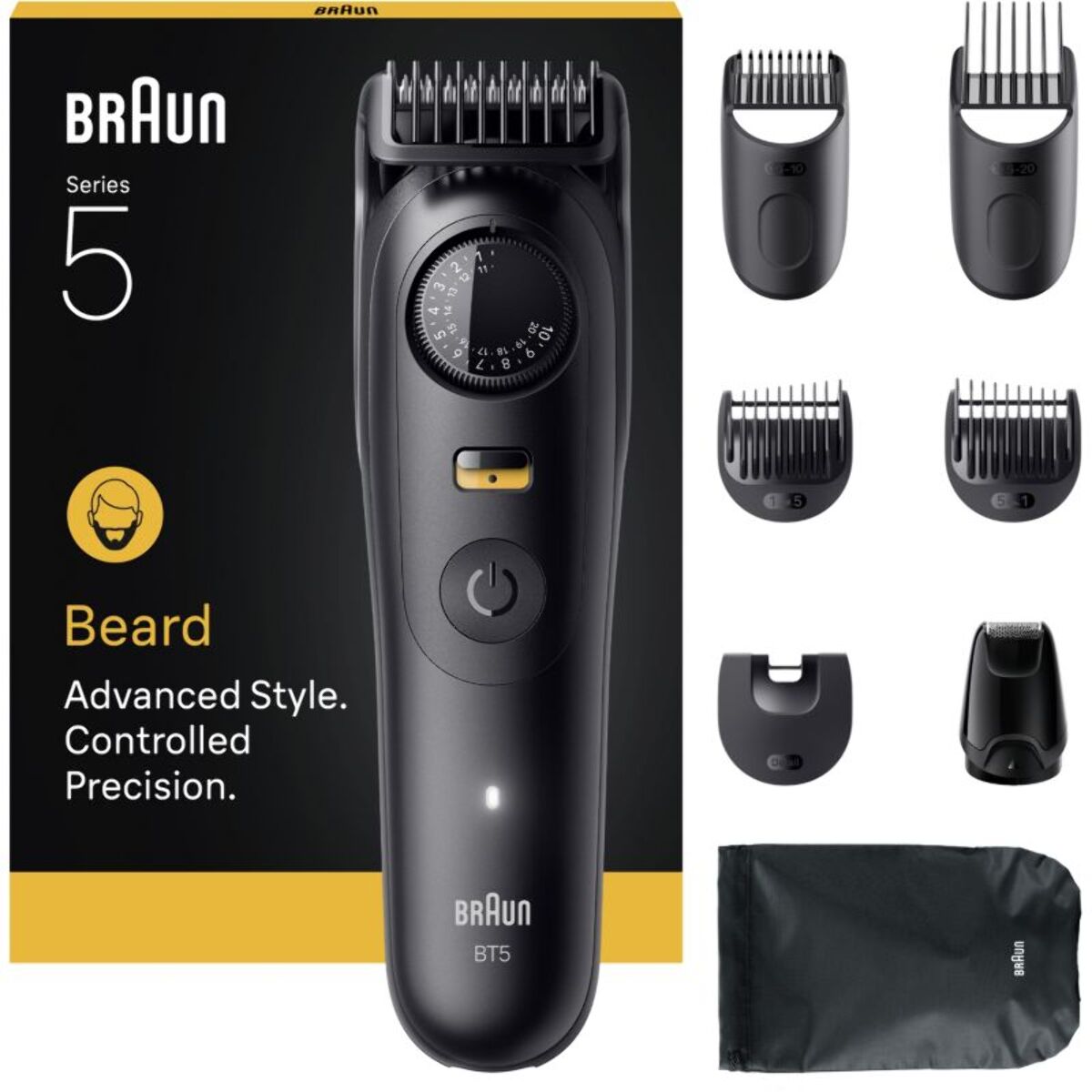 Tondeuse multi usages BRAUN BT5560, molette réglable, 40 hauteurs de coupe, précision 0,5 mm, autonomie 120 mn