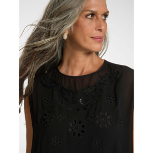 Elena Mirò - Blusa in georgette traforata - Nero