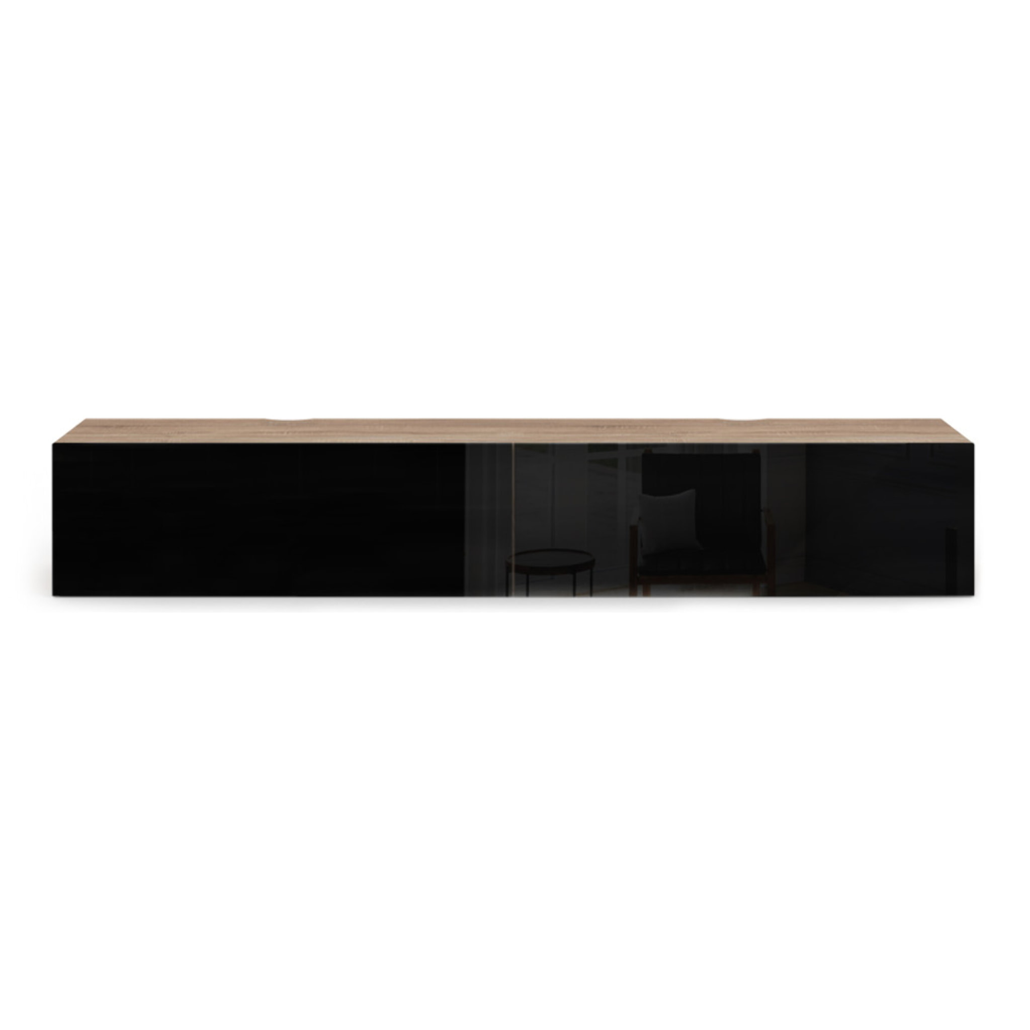Meuble TV suspendu Michigan bois et noir 180cm