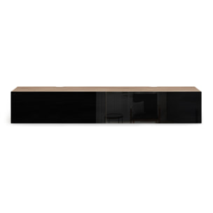 Meuble TV suspendu Michigan bois et noir 180cm