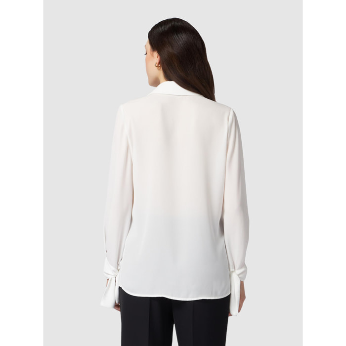 Oltre - Blusa de georgette con collar - Blanco