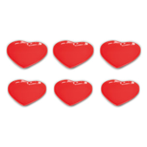 Set 6 Piatti Corazon A Forma Di Cuore Colore Rosso