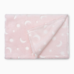 Manta Grabada Luna Estrellas Rosa