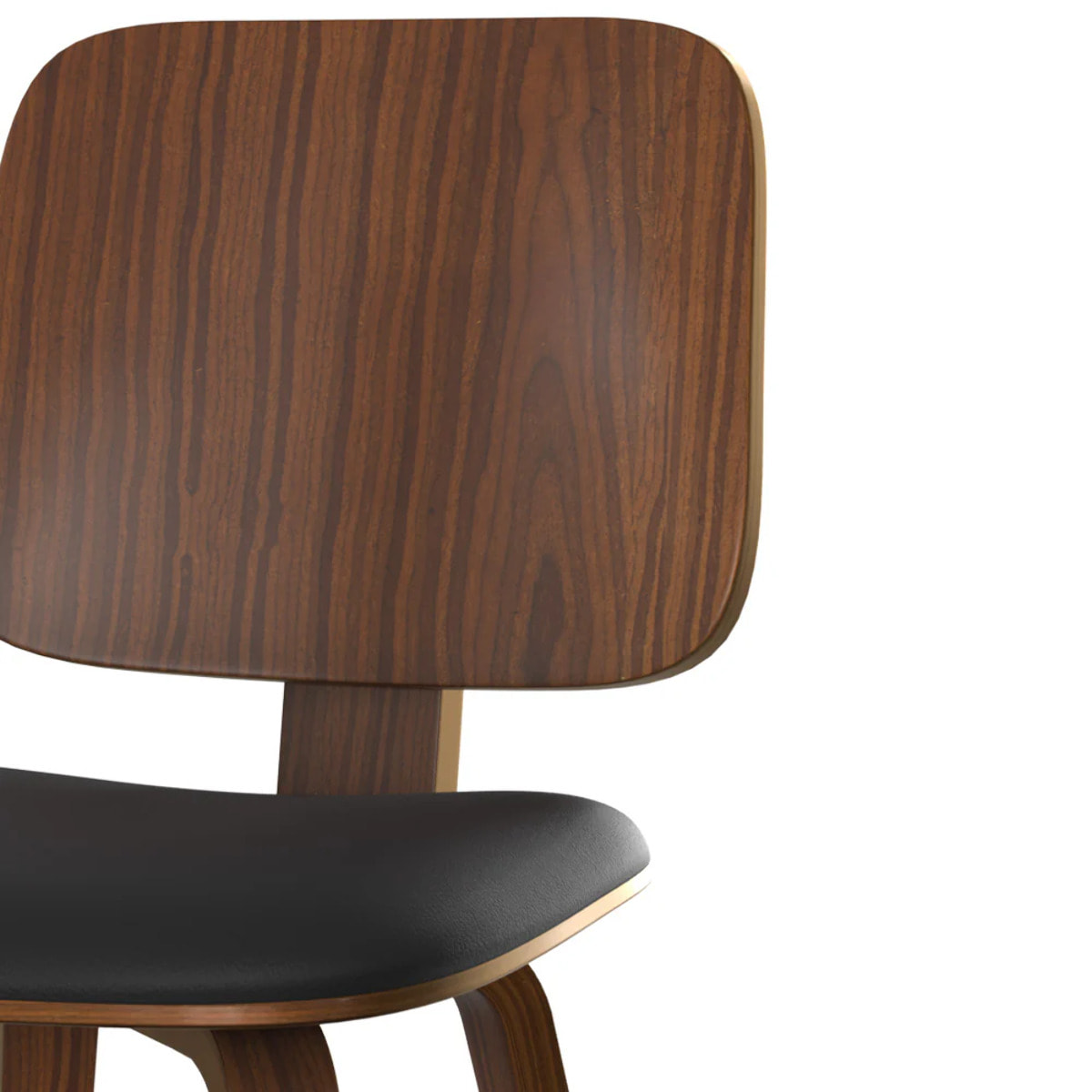 Lot de 2 chaises en bois plaqué noyer et PU noir - Flow