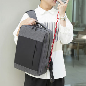 DAM Zaino per laptop  con interfaccia di ricarica USB. 30x11x42 cm. Grigio