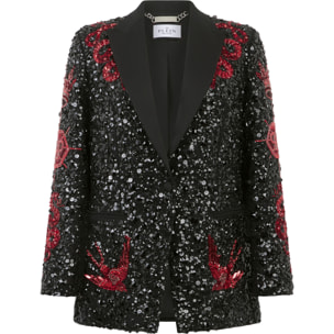 PHILIPP PLEIN Boyfriend's Fit Blazer Butterfly Tattoo Paillettes