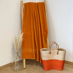 Serviette de bain L éponge velours unie - Classy Orange - 500g/m²